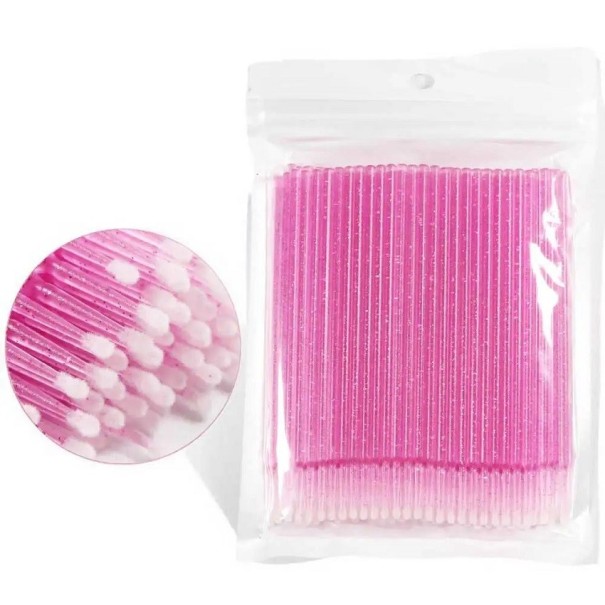 Applicateur à cils artificiels 100 pcs Micro pinceau Outil cosmétique rose foncé