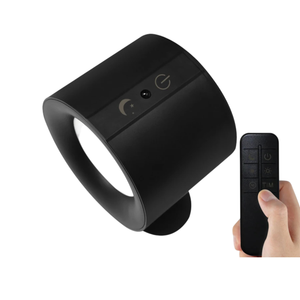 Applique LED avec contrôle tactile Double tête Rotatif 360° Lumière sans fil avec trois couleurs de lumière noir