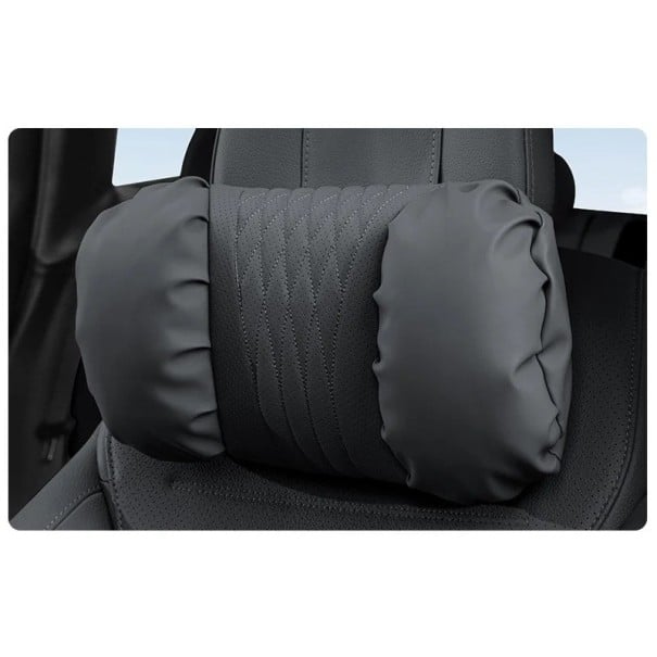 Appui-tête de voiture en simili cuir coussin doux confortable environ 33 × 20 × 11 cm accessoire ergonomique pour l'intérieur du véhicule noir