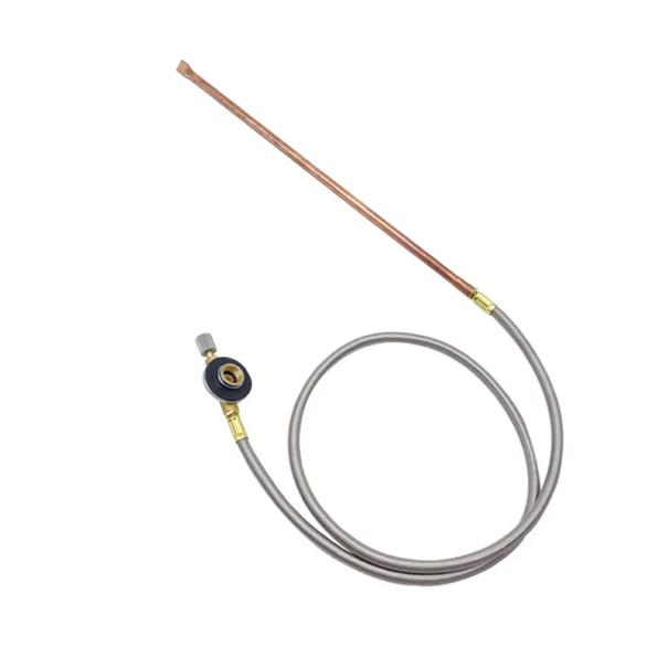 Aprindere manuală pe gaz cu tub de cupru de 30 cm și furtun din oțel inoxidabil de 100 cm, aprindere pentru arzător de grătar în aer liber 1