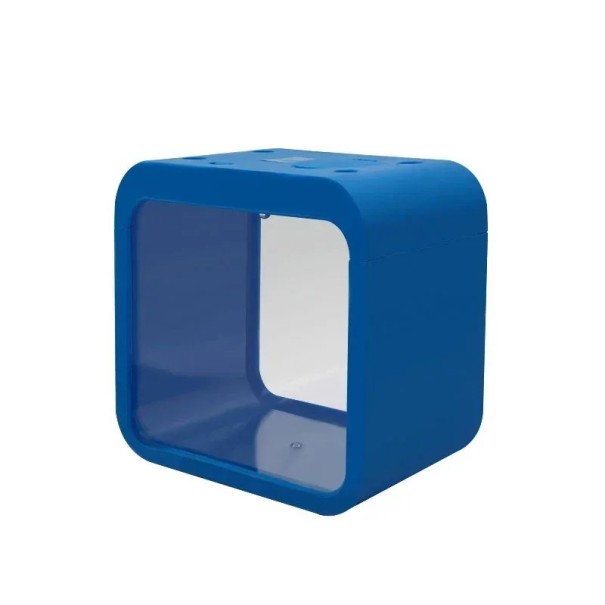 Aquário com iluminação LED 13 x 8 x 13 cm Pequeno aquário para peixes Aquário decorativo com iluminação LED colorida Mini aquário para casa azul