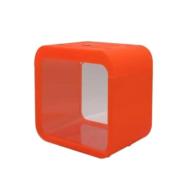 Aquarium met LED-verlichting 13 x 8 x 13 cm Klein aquarium voor vissen Decoratief aquarium met kleurrijke LED-verlichting Mini-aquarium oranje