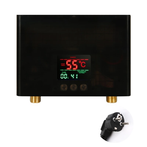 Aquecedor de água elétrico instantâneo 220V 3000W Aquecedor de fluxo compacto 210 x 150 x 55 mm Temperatura ajustável 35–55 °C preto