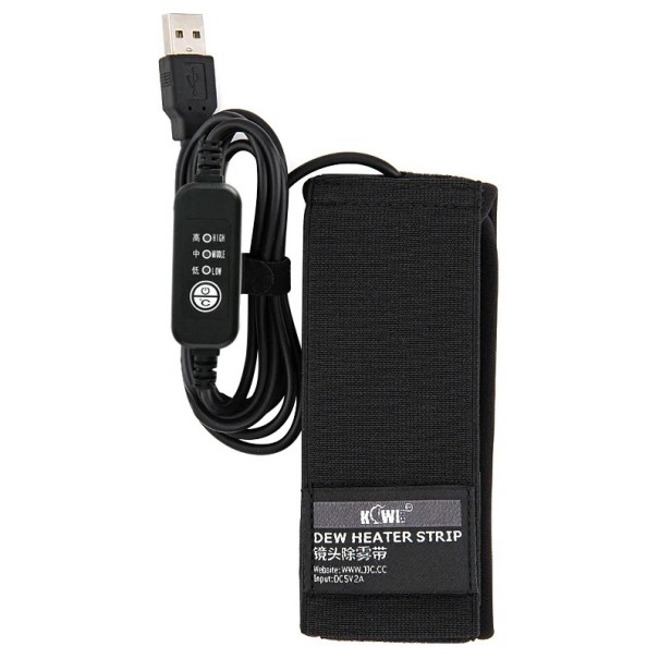 Aquecedor de lente USB para câmaras DSLR Lentes 80–110 mm Cinta de aquecimento ajustável contra o embaciamento com estojo 1