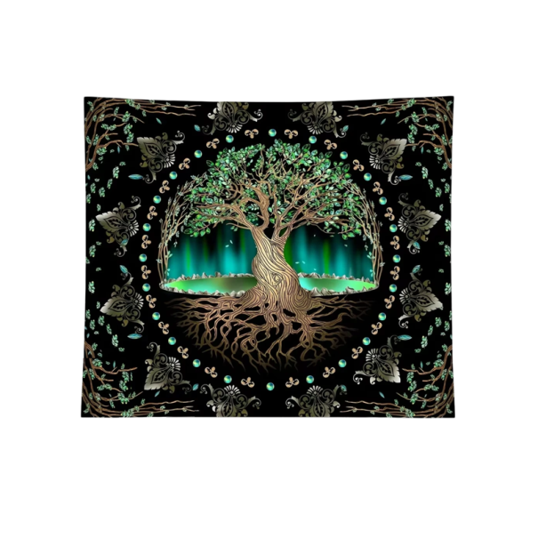 Arazzo con motivo di albero Stile Boho Arazzo decorativo da parete Decorazione in tessuto per camera da letto Soggiorno Ufficio Caffè Elemento artistico 1