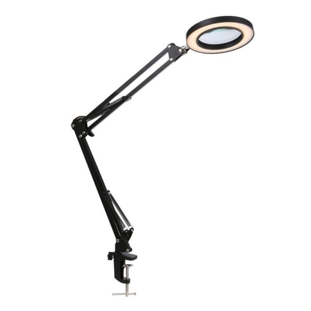 Arbejdslampe med forstørrelsesglas sort