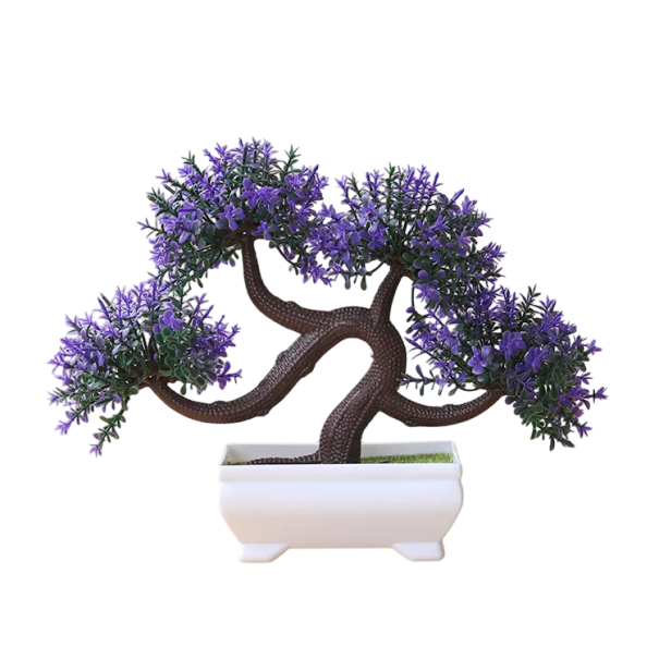 Árbol artificial pequeño en maceta, 1 pieza, planta decorativa de plástico simulada, flor falsa, adorno de mesa, decoración para el hogar, hotel y jardín. morado
