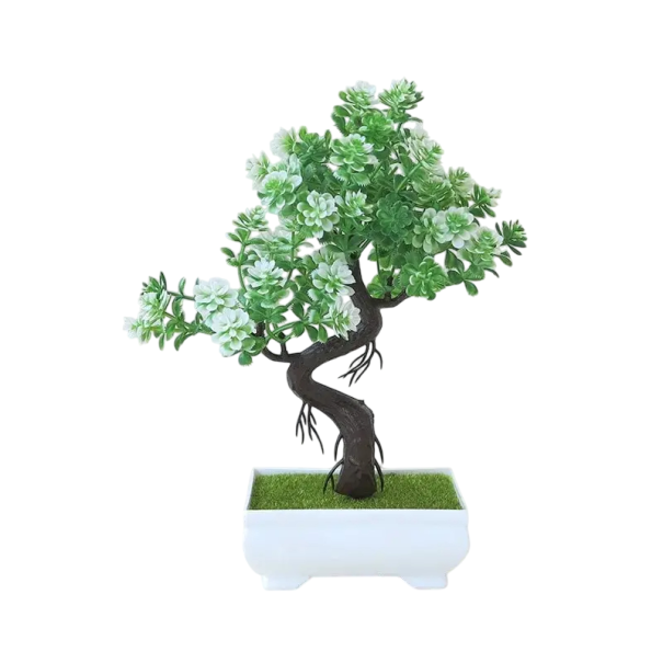 Árbol bonsái artificial altura 24 cm Bonsái en maceta Flor falsa Decoración para el apartamento Pequeño árbol artificial Decoración del hogar para un estante o mesa verde claro