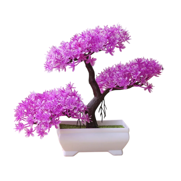 Árboles artificiales coloridos en maceta, 1 pieza, planta falsa decorativa, simulación de árbol pequeño, adorno de mesa, decoración para el hogar y el hotel. morado