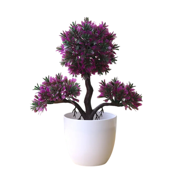 Arboreț artificial mic în ghiveci 1 buc Plantă realistă din plastic Simulat flori false Decorare pentru masă Decor acasă și hotel violet