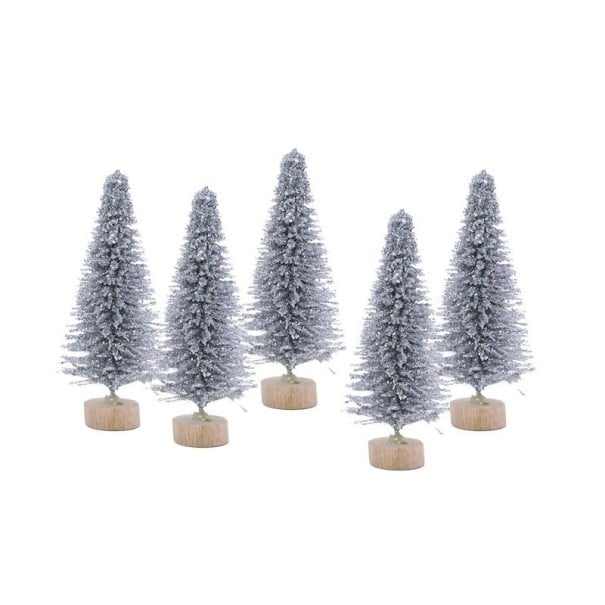 Arbres décoratifs 6,5 cm 5 pcs argenté