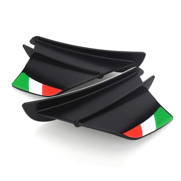 Aripi aerodinamice universale pentru carena motocicletelor 17,7 x 4,2 cm spoilere laterale mat negru cu tricolor montare autocolant 1
