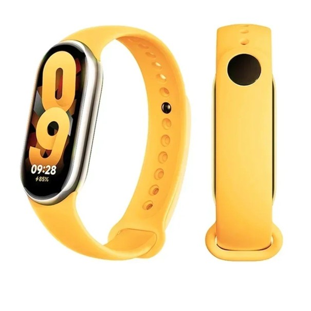 Armband 22 cm för Xiaomi Mi Band 9 Smart Mi Band 9 Mi Band 8 Mi Band 8 NFC Silikon Sport Ersättningsarmband Vattentåligt armband för Miband 8–9 gul