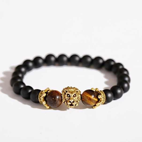 Armband lejon med pärlor för män 4