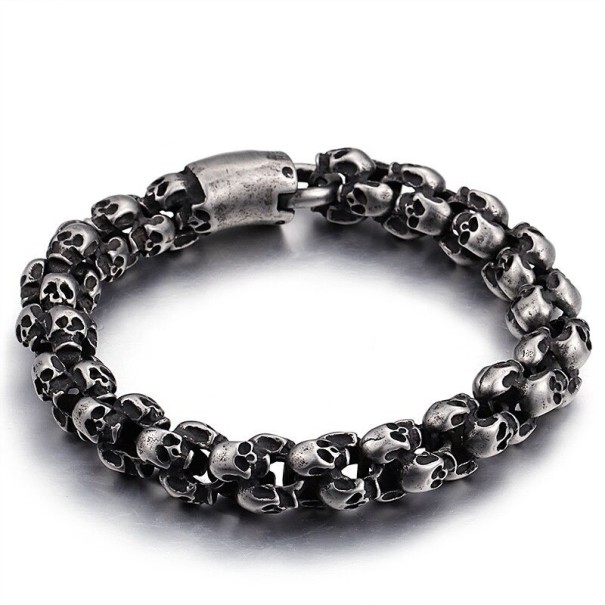 Armbånd med kranium til mænd 24,5 cm 2