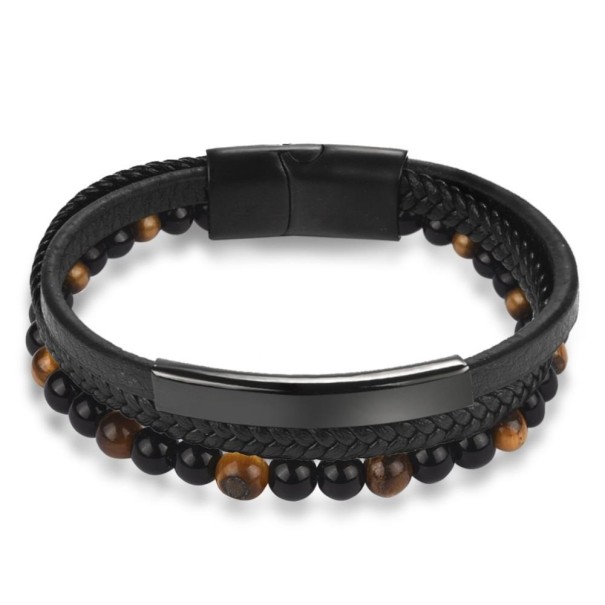 Armband med pärlor i flera lager för män 20,5 cm 2