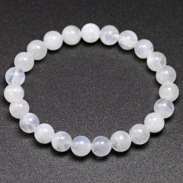 Armband med pärlor i månsten för kvinnor 18 cm 8 mm