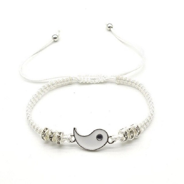 Armband met touwtje Yin en Yang J112 wit 2
