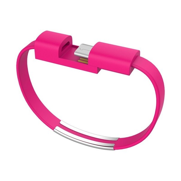 Armbanddatenkabel USB auf Micro USB / USB-C / Lightning rosa 3