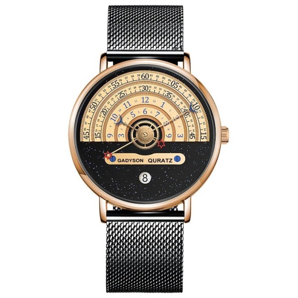 Armbåndsur quartz 4,1 x 2 cm utraditionel urskive med ringformede skalaer Dato Milanese metalrem moderne stil Rose gold