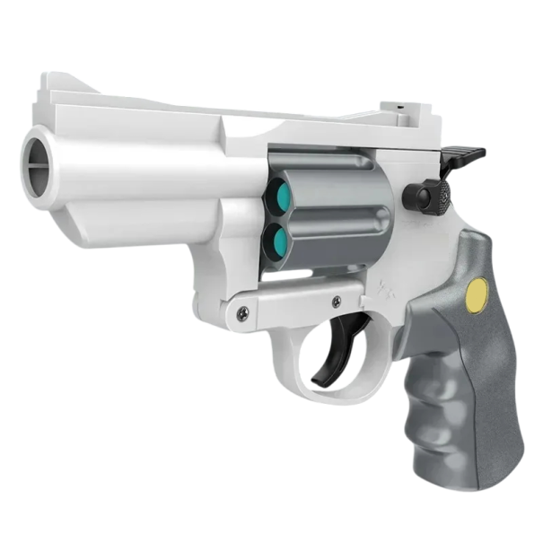 Arme airsoft Pistolet pour enfants revolver avec 12 billes Jouet en plastique sûr Tir amusant sur cible Pour enfants et adultes gris