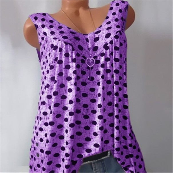 Ärmelloses Damenoberteil mit Polka Dots lila XXL