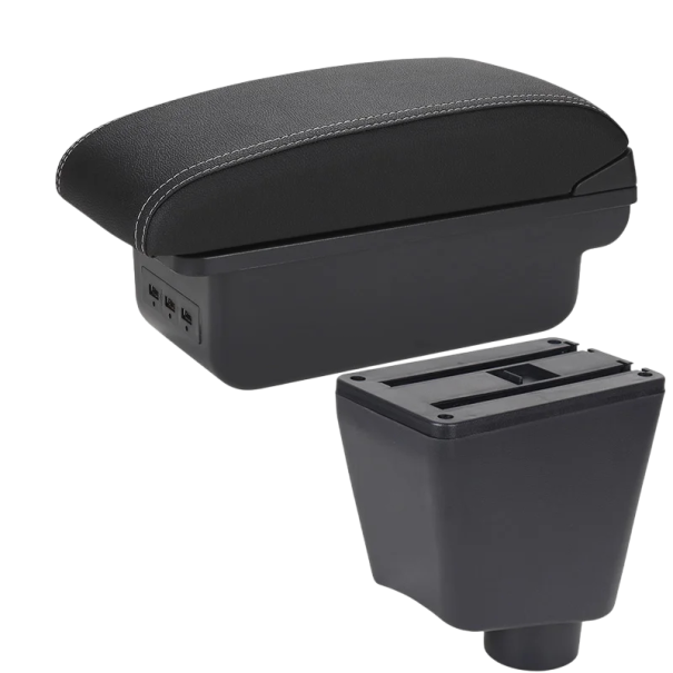 Armlæn 13 x 31 x 16 cm til Renault Clio 3 4 og Renault Captur PU læder ABS plast Midterkonsol med USB og monteringsudstyr hvid