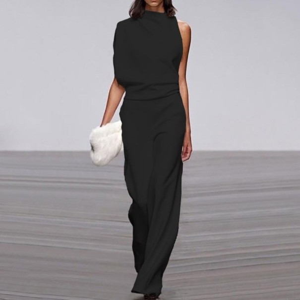Ärmlös jumpsuit för kvinnor B828 svart XS