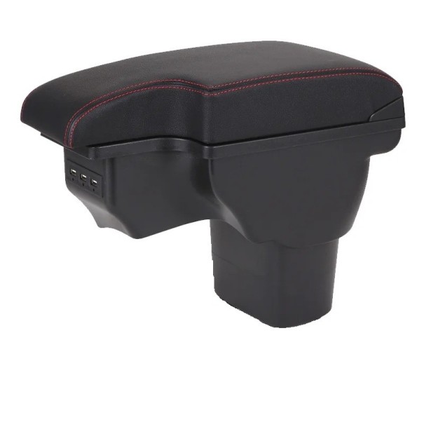 Armrest 35 x 16 cm for Nissan Juke and Infiniti ESQ 2010–2019 Dual-layer Artificial Leather ABS Plastic Storage Box with USB and USB-C red
