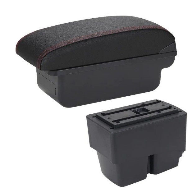 Armsteun 31 x 13 x 16 cm voor Ford Fiesta MK7 2009–2017 PU leer ABS kunststof Middenconsole met opbergdoos Duurzame zwarte steun zonder USB rood