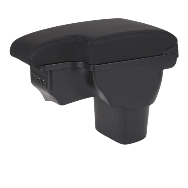 Armsteun 35 x 16 cm voor Nissan Juke en Infiniti ESQ 2010–2019 Rechthoekig echt leer ABS kunststof Opbergdoos met USB en USB-C voor de middenconsole zwart