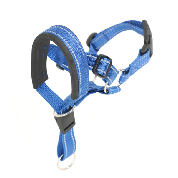 Arnés de bozal de nylon para perros tamaño XL Circunferencia del hocico 35,6 - 45,7 cm Circunferencia del cuello 52,6 - 65,5 cm Ajustable azul
