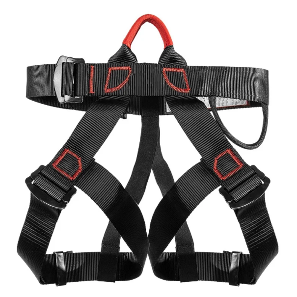 Arnês de escalada preto para a cintura e coxas Cinto de segurança Cinto de escalada ajustável para rochas Equipamento de escalada ao ar livre 1