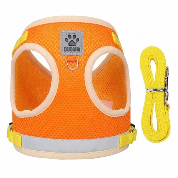 Arnés de seguridad para perros con correa Arnés reflectante de pecho para perros Chaleco transpirable para perros pequeños y cachorros 1,5 - 3 kg naranja
