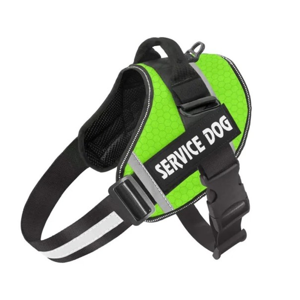 Arnés Reflectante Multicolor Chaleco Transpirable Ajustable para Mascotas Arnés de Seguridad para Perros Pequeños con Inscripción Perro de Servicio verde S