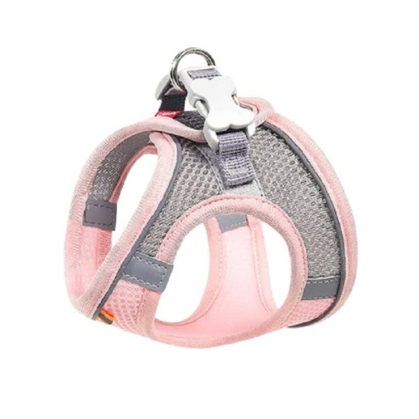 Arnés reflectante para perros pequeños, chaleco transpirable para mascotas, collares a prueba de fugas, arnés ajustable para perros de 7 a 11 kg rosa