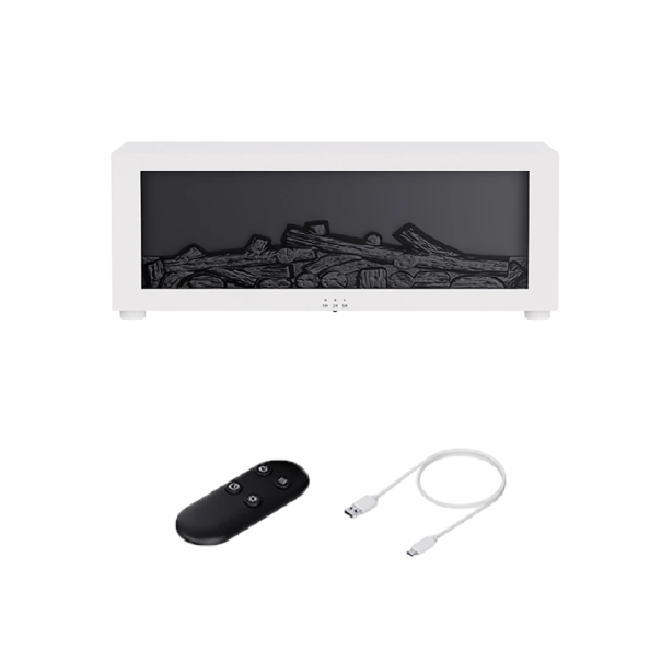 Aroma Diffuser with Flame Effect 150 ml Humidifier with 7 Colour LED Lights and Remote Control Black For Bedroom and Office white
