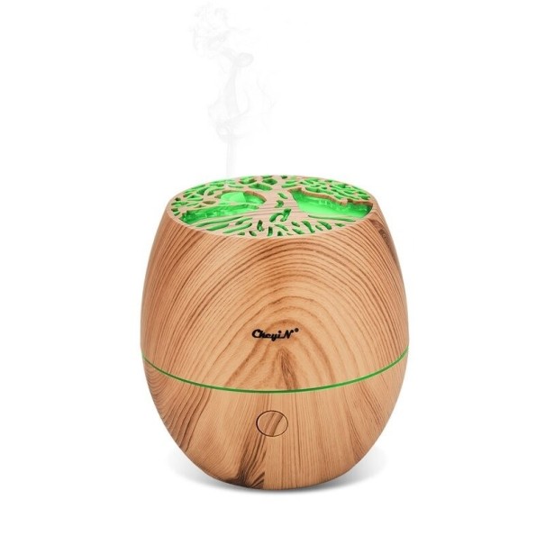 Aroma diffúzor életfa mintával és színes LED világítással Tartály 120 ml USB táplálás Működés 6-8 órán át Világos fa dekoráció 1