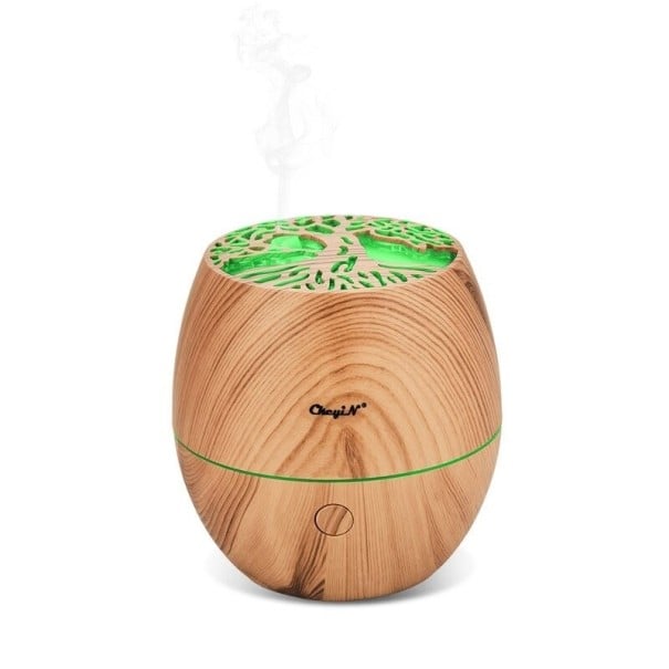 Aroma difuzér s motivem stromu života a barevným LED světlem Nádržka 120 ml Napájení přes USB Provoz 6 až 8 hodin Dekor světlého dřeva 1