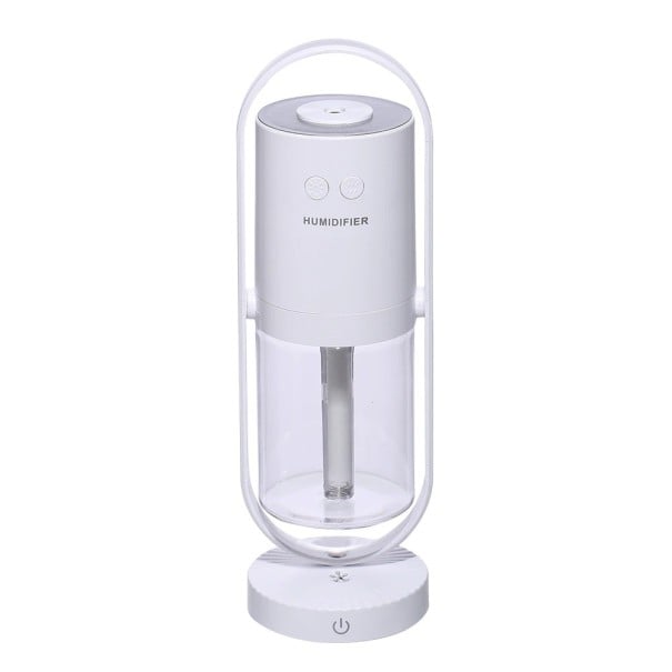 Aroma lampa a zvlhčovač vzduchu s barevnou světelnou projekcí Naklápěcí tělo v oválném rámu Průhledná nádržka 200 ml Napájení USB bílá