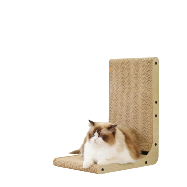 Arranhador para gatos em forma de L de cartão e madeira 24x38x43 cm Espaço para arranhar e descansar para animais de estimação 1