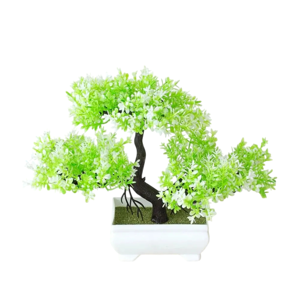 Artificial Bonsai Tree 20x18 cm in Pot Fake Flower Home Decoration Small Bonsai Tree Indoor Ornament Realistic Maintenance-Free Plant light green