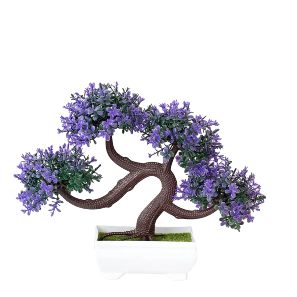 Artificial Bonsai Tree Height 21 cm Bonsai in Pot Small Artificial Tree Fake Flower Home Decoration Interior Decoration for Apartment or Office purple