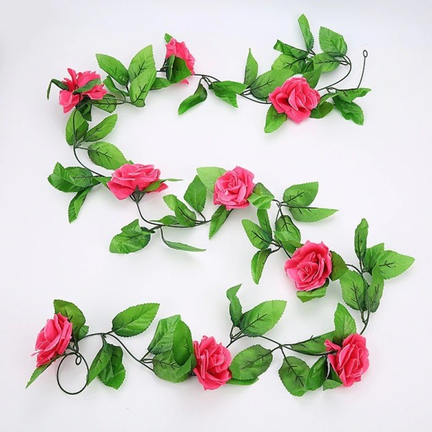 Artificial Climbing Rose Garland dark pink