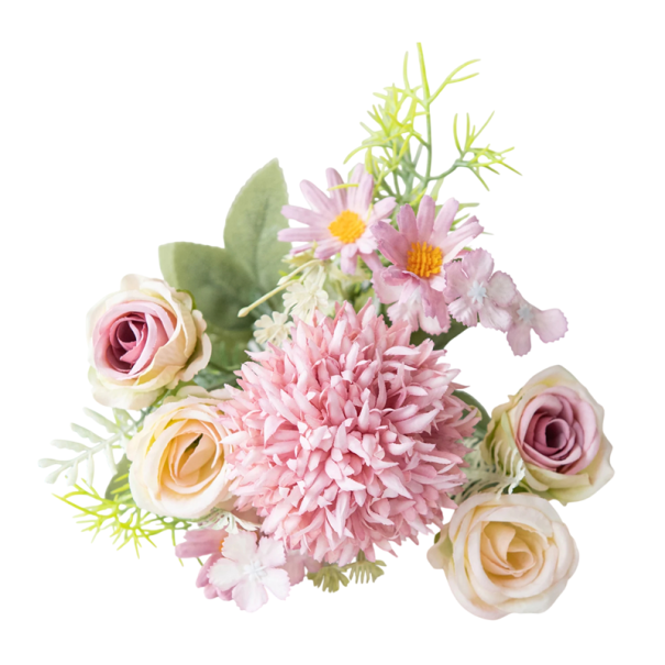 Artificial Decorative Flowers Rich Flower Bouquet 30x16 cm Silk + Plastic Arrangement Decoration for Vase and Interior purple