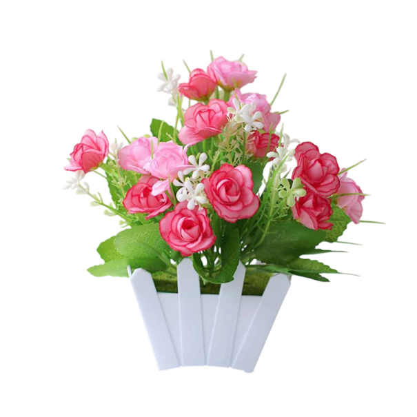 Artificial Plant in Pot Decorative Arrangement 13x15 cm Plastic Design for Interior Decoration and Space Enhancement pink