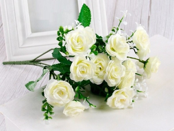 Artificial Rose Bouquet white