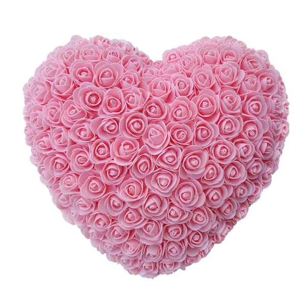 Artificiellt roshjärta 18 cm Handgjord Blomsterdekoration Romantisk present Alla hjärtans dag Jubileum Lyxig Blomsterdekoration Elegant inredning rosa