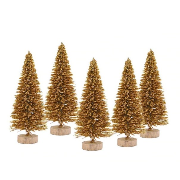 Árvores decorativas 8,5 cm 5 unid dourado
