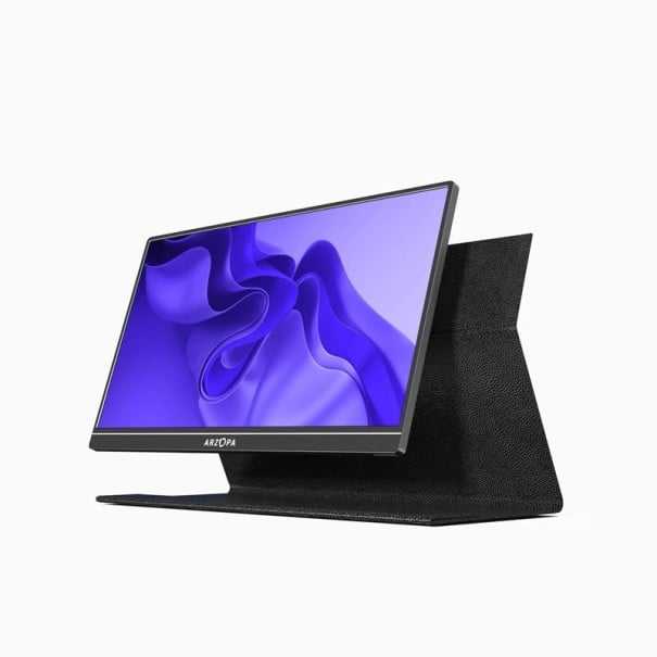 ARZOPA 15,6" monitor portatile FHD 1920 × 1080 IPS 60 Hz HDR10 3 ms USB-C HDMI altoparlanti duali 300 cd/m² con custodia protettiva 1